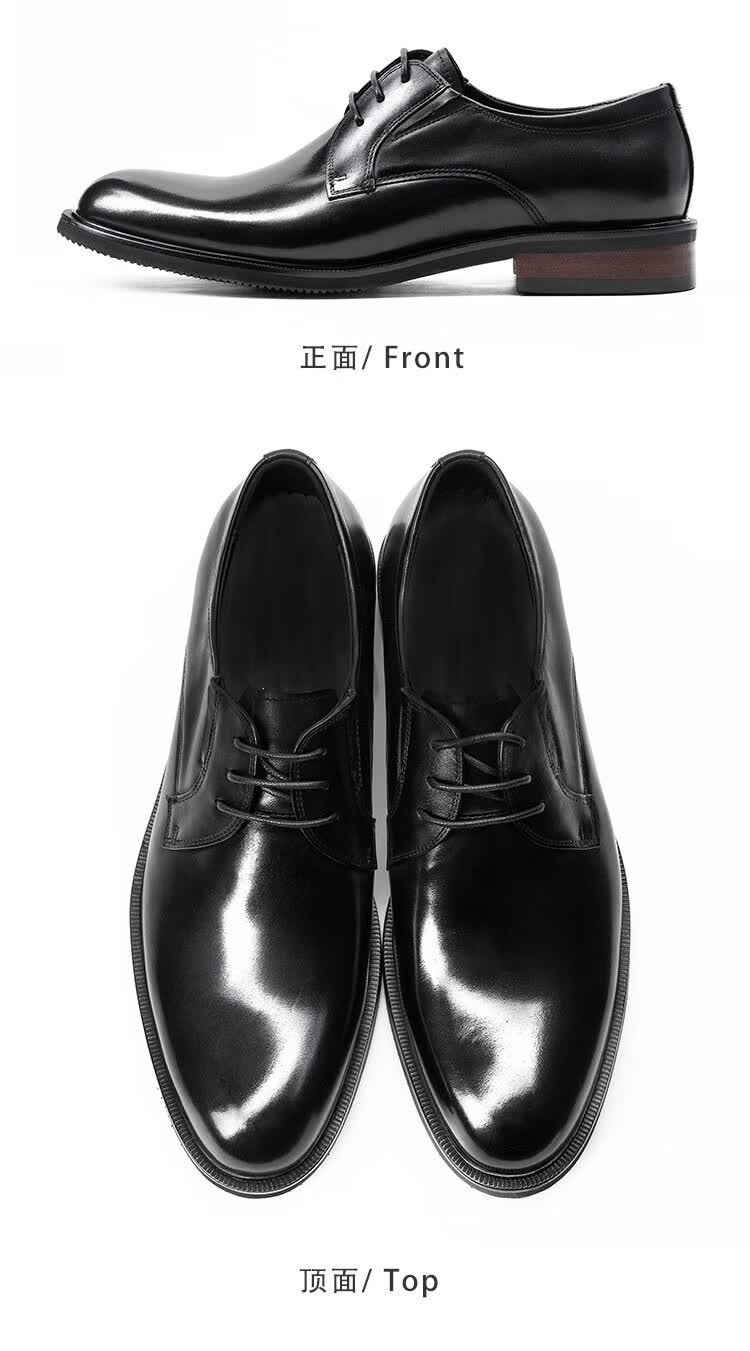 hangten拉丝工艺德比鞋2021新款韩版男士商务正装皮鞋男茶色37