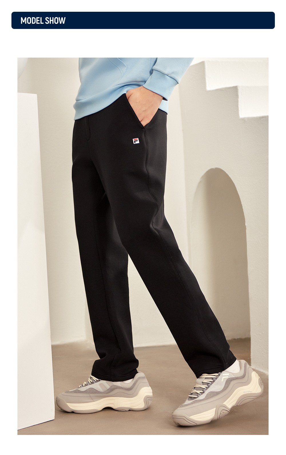 fila斐乐男装官方男裤针织长裤2021冬季新款健身裤运动休闲潮流裤商场