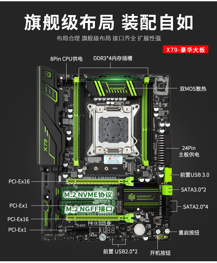 华南金牌x79主板台式电脑cpu四件套游戏多开双路至强e5套装 套餐三