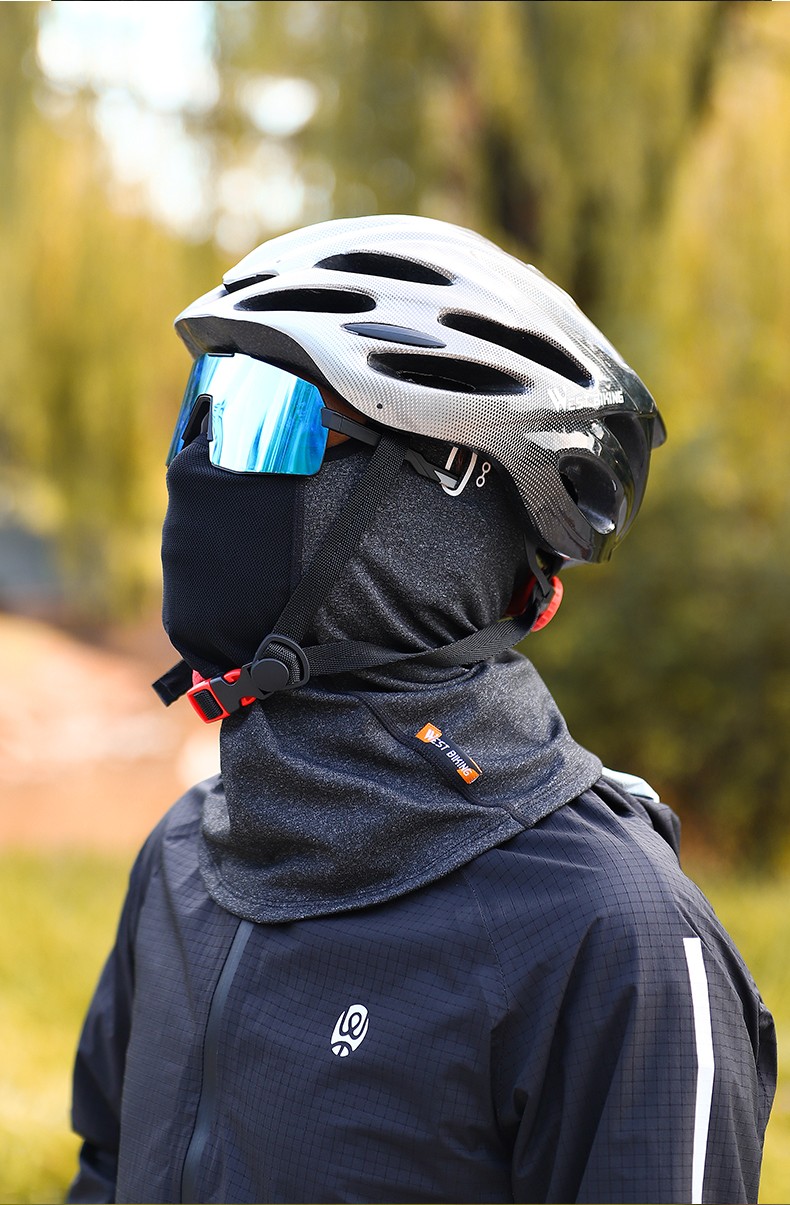 头套抓绒保暖面罩秋冬季摩托车单车户外防风全脸围脖红色披肩头套b款