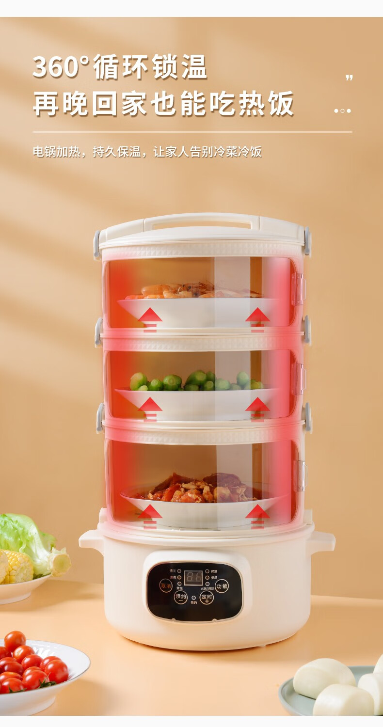 美之扣保温菜罩防尘防蝇家用厨房多层饭菜保温罩透明罩冬天加热菜罩多