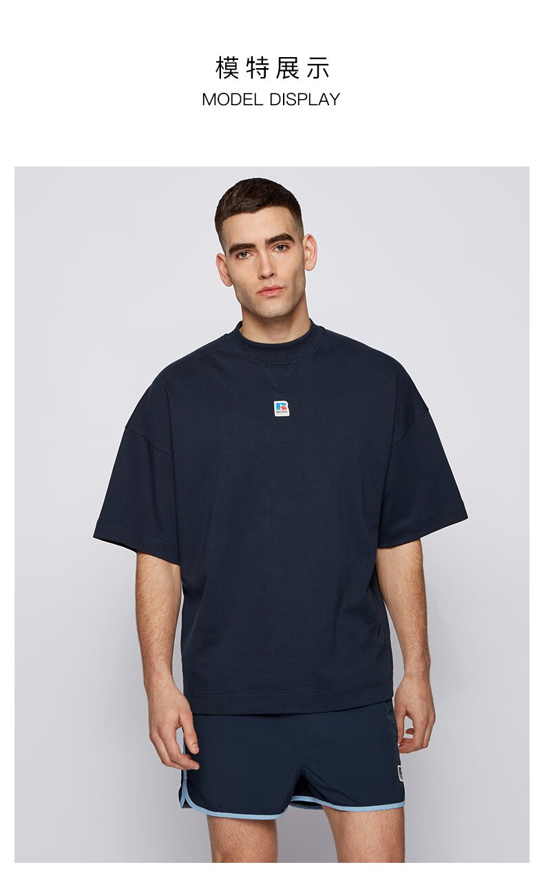 hugoboss雨果博斯男士春夏russell联名徽标装饰宽松版型短袖t恤100