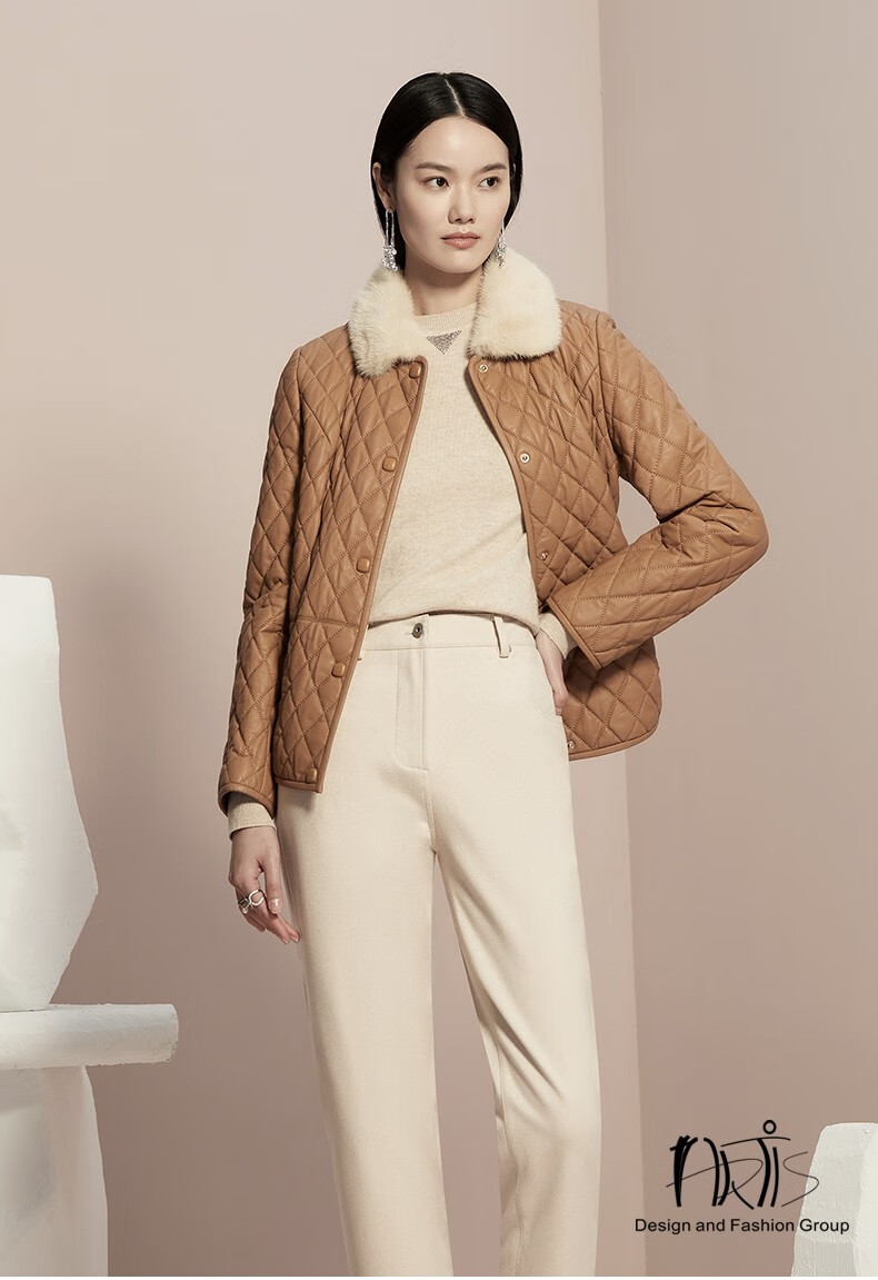 artis女装 米驼色皮棉外套ar5142001-009 茶色 s【图片 价格 品牌 报