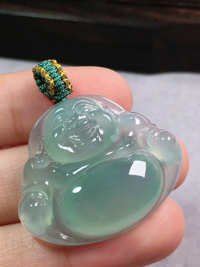 绿翠天成翡翠冰种晴水底色佛公吊坠缅甸天然a货翡翠送礼生日礼物女款