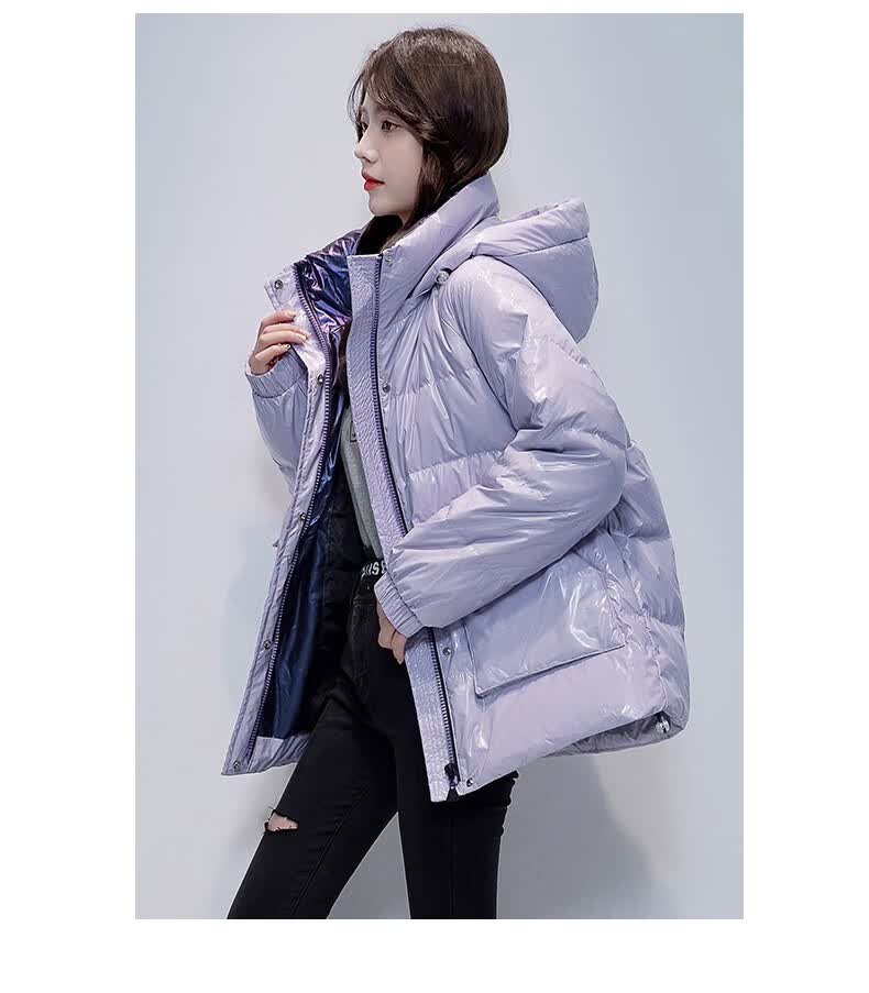 珂曼苏品牌女装短款羽绒服2021年新款韩版简约宽松时尚冬装外套 米白