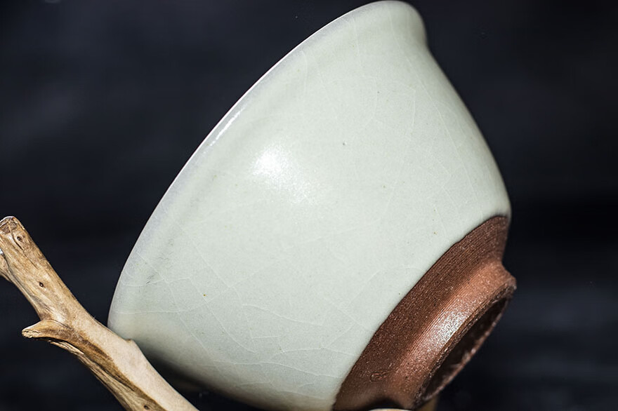 柴烧白贝三才盖碗自然开片恬淡静雅陈达建阳建盏口径11cm高11cmt3