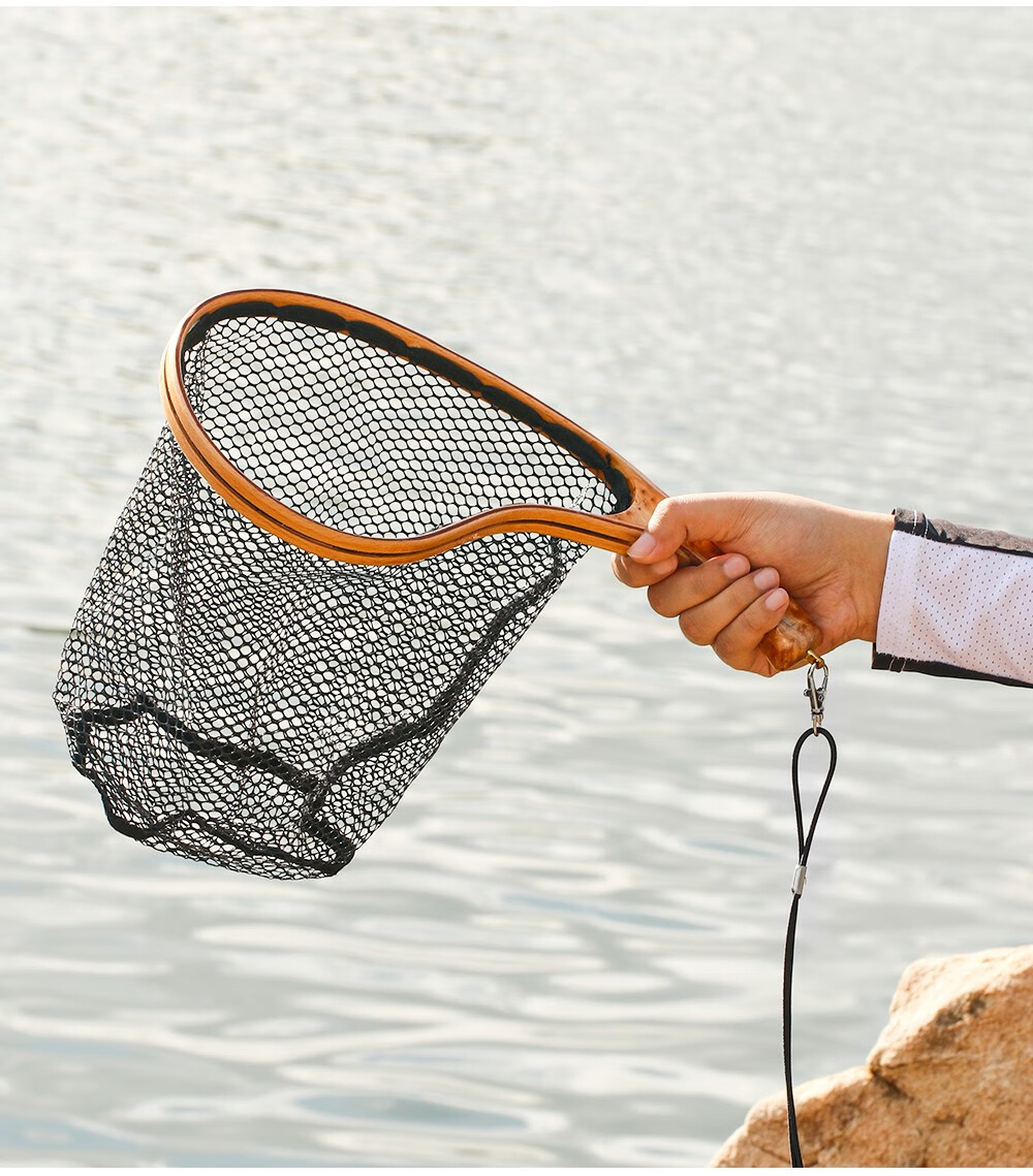 短节溪流抄网实木迷你路亚兜鱼网马口白条spw001溪流抄网