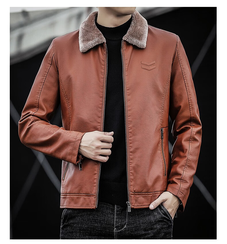 啄木鸟皮衣男士外套皮夹克男软皮秋冬季新款皮装上衣男士加绒加厚保暖