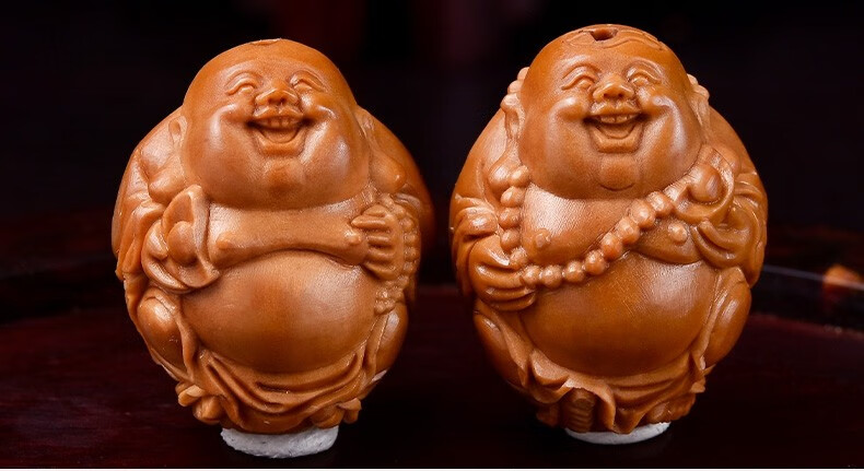 盘道 橄榄核手串 八大弥勒橄榄核雕黄胖核八大弥勒文玩手串男手把件