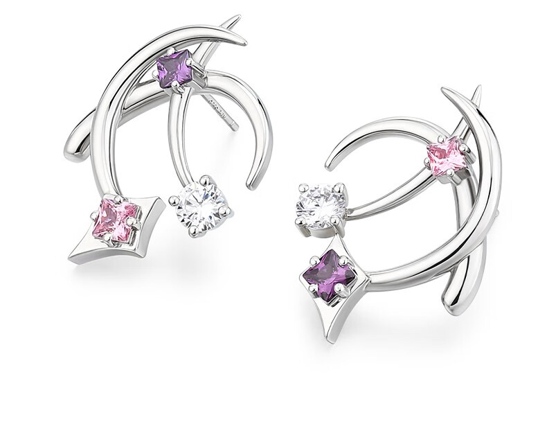 kader卡蒂罗925银针闪烁星轨耳钉个性可爱耳饰银女老婆生日情人节520