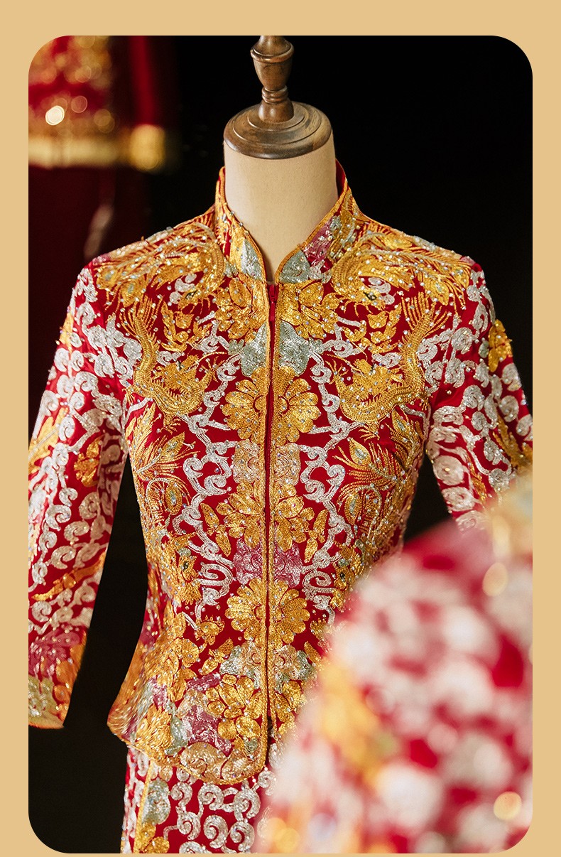 etex轻奢品牌褂皇龙凤褂新娘秀禾服2021冬季新款结婚礼服敬酒服奢华