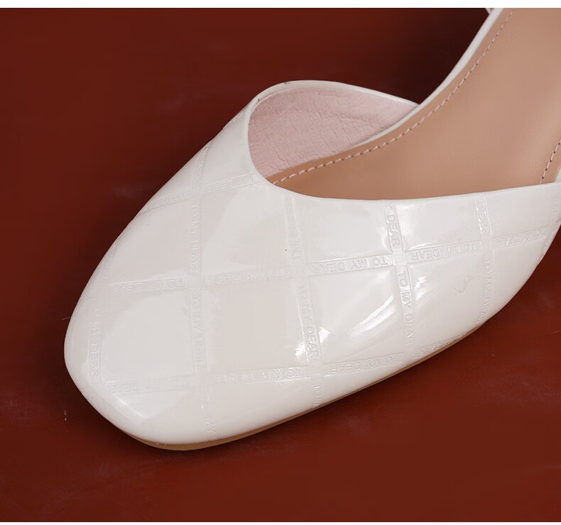 双凤2022夏季新款方跟包头一字带舒柔凉鞋女62f-2550 米白色 35【图片