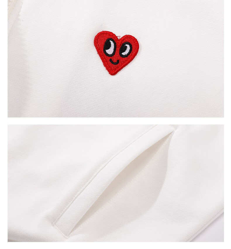 查尔斯桃心 腰果花图案拼接爱心logo刺绣休闲夹克外套 男女同款 本白