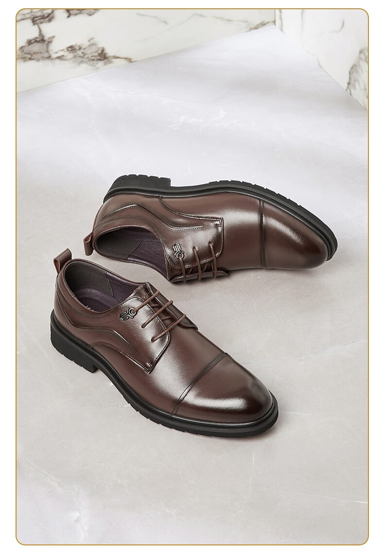 康奈男鞋男士新款正装皮鞋商务德比鞋经典系带办公男皮鞋18215082深