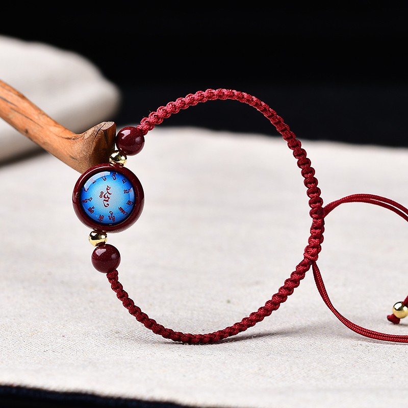 晴辉朱砂手绳红绳手链文殊菩萨心咒绿度母药师佛六字大明楞严咒护身符