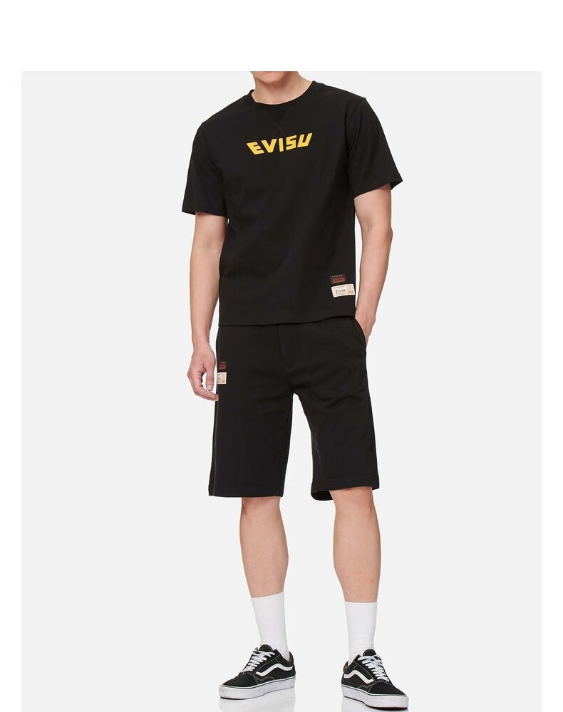 evisu21ss男士海鸥家花印花系带短裤2eshtm1st411xx黑色l