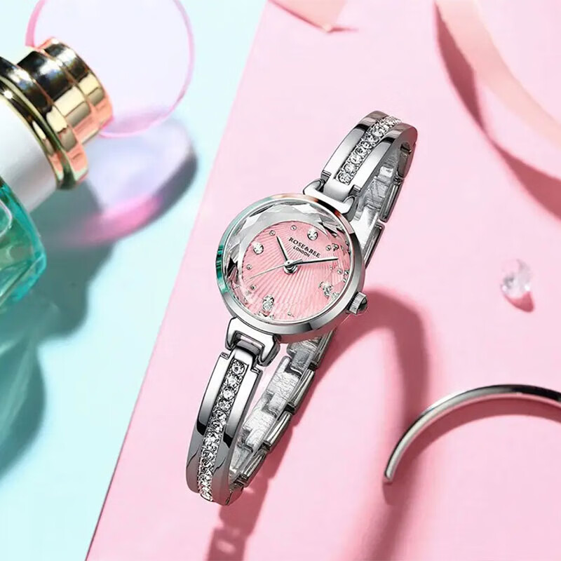 rosebee德国品牌手表女防水石英表欧美时尚简约镶钻手链女表1块