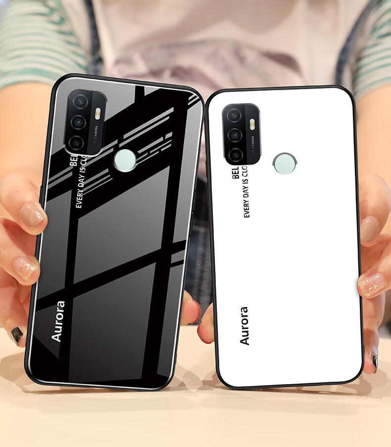 千道oppoa32手机壳玻璃保护套oppo男女新款简约渐变a32创意个性潮流网