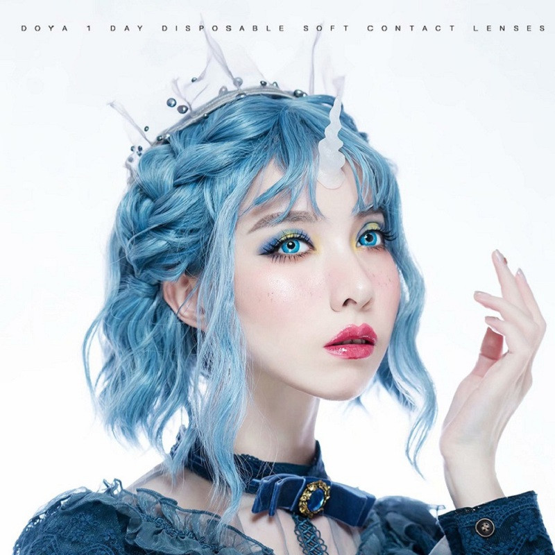 cosplay异色吸血鬼美瞳红黄蓝色doya色硅水凝胶隐形眼镜日抛10片异色