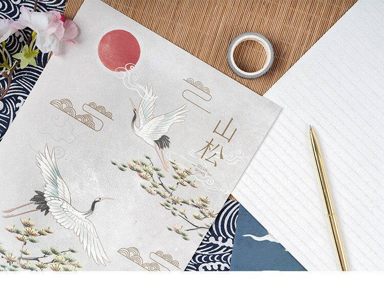 见鹤归中国风仙鹤古风信封信纸套装复古文艺简约情书写信纸表白信笺