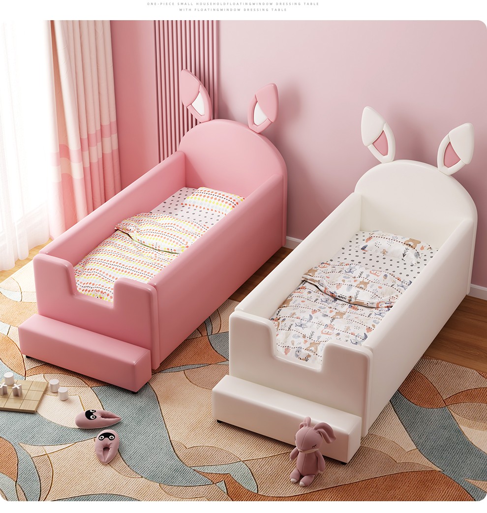 广松木工儿童床拼接床实木床带护栏加宽床边床男孩女孩婴儿床可定制