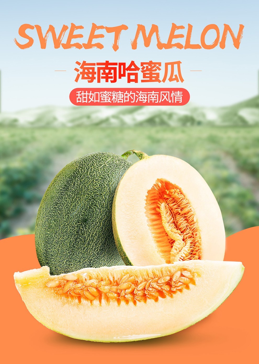 清香脆甜海南哈密瓜新鲜水果西州蜜甜瓜脆甜网纹瓜玫珑瓜现摘当季时令