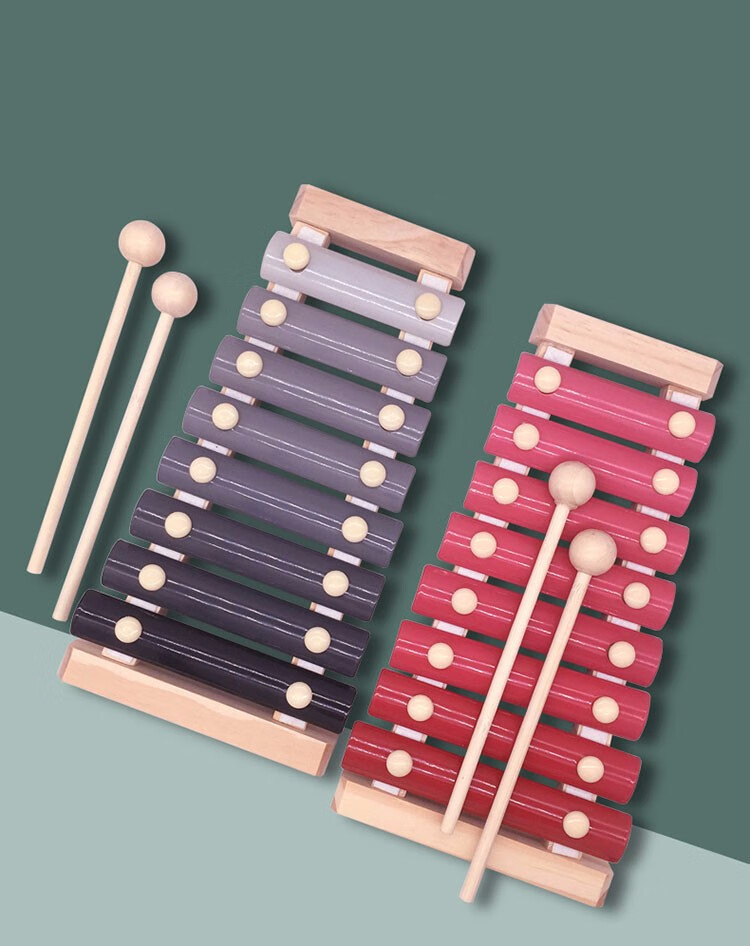 宝宝敲琴玩具八音15音敲鼓打击乐器组合幼儿园音乐1-3岁 外贸渐变红