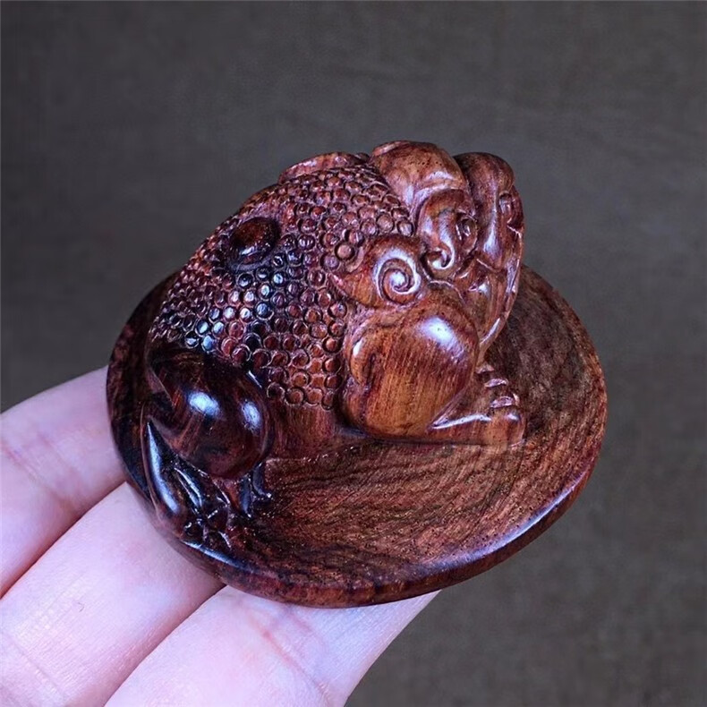 聚檀阁海南黄花梨金蟾手把件手工雕刻创意个性实木盘玩收藏工艺品大气
