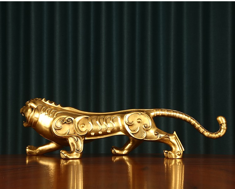 皇家玺苑纯铜老虎摆件十二生肖虎饰品客厅电视柜办公室桌面装饰品生日
