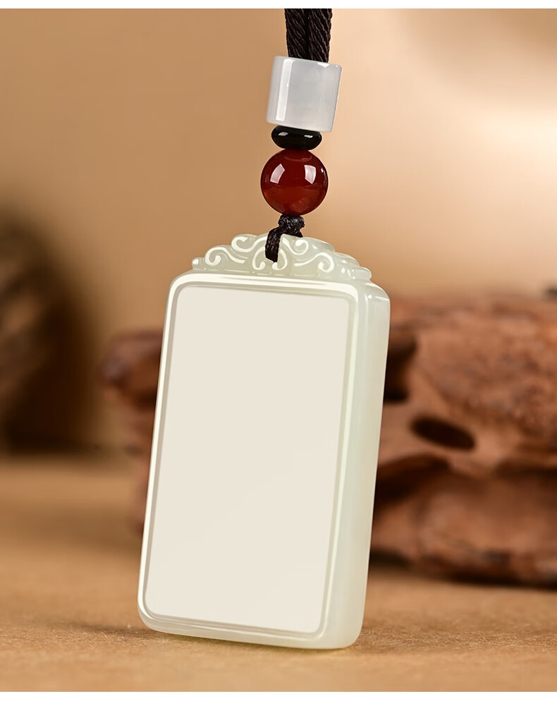 和田玉平安无事牌吊坠男女士款天然玉石玉坠挂件玉佩玉牌玉器 款式一