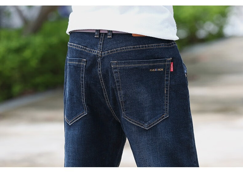 沐秋春秋款长裤子男士牛仔裤男直筒宽松潮牌休闲宽松潮流蓝黑色30