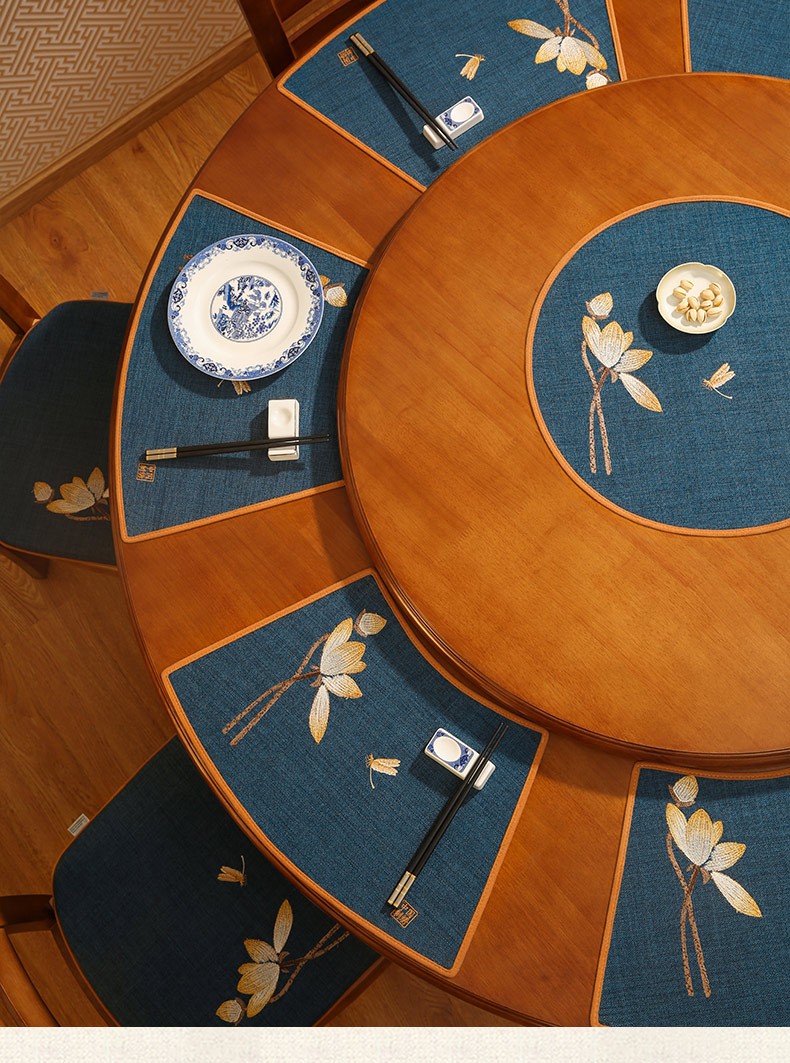 巢品新中式圆桌扇形餐垫隔热垫高档碗垫中西餐盘垫餐具垫防烫定制餐桌