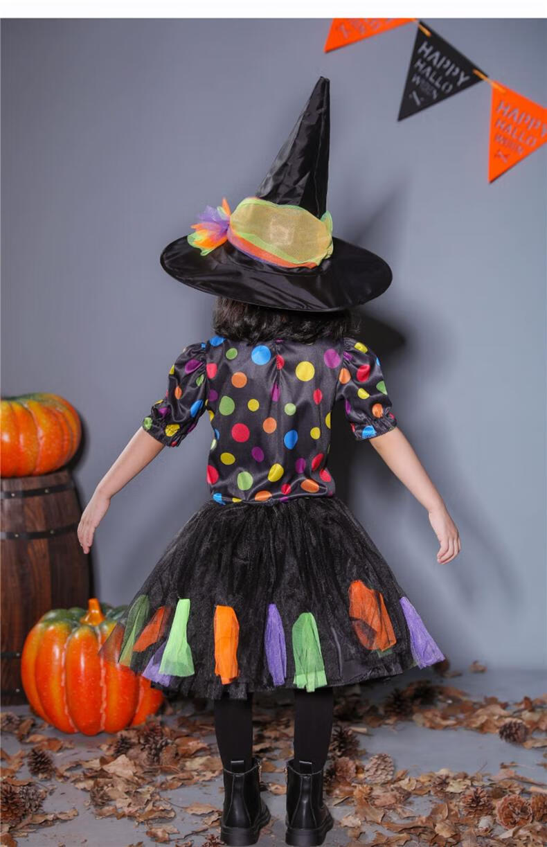 儿童小恶魔装扮万圣节儿童服装女童小女巫裙女孩衣服幼儿园巫婆可爱