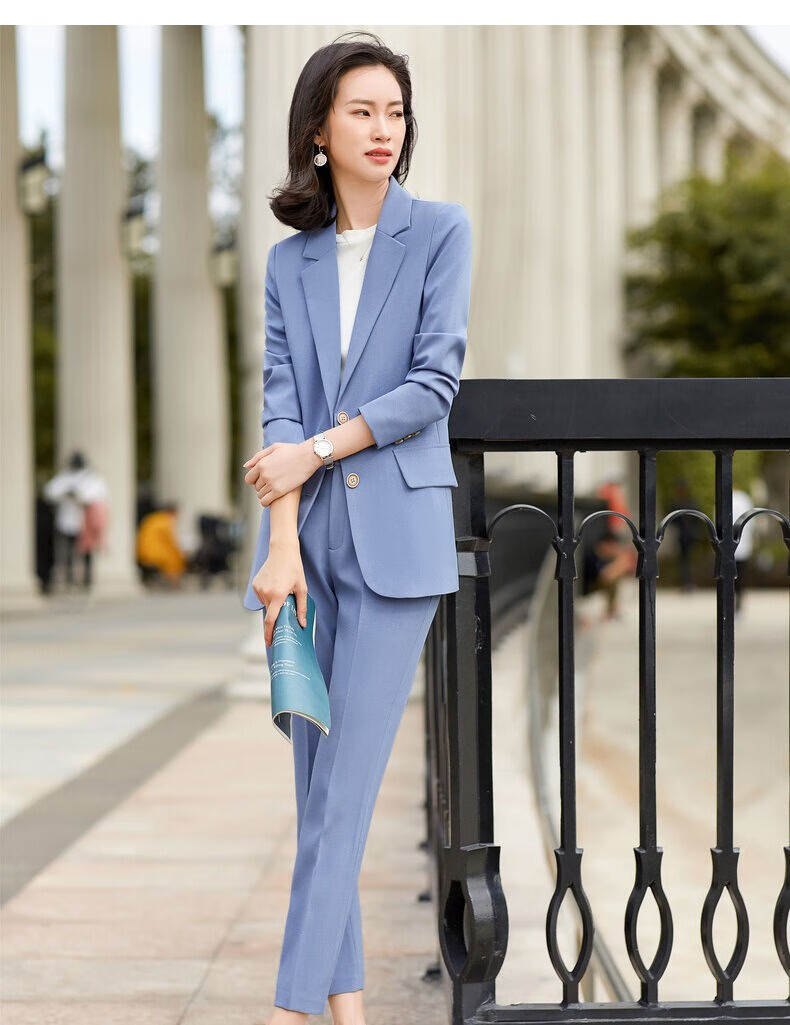 芬腾粉色西装套装女秋冬2021新款韩版洋气时尚女士春季小西服外套黑色