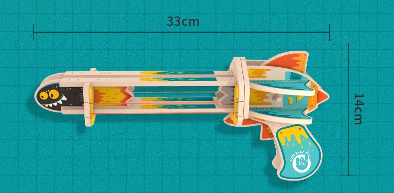 枪式滑翔发射器模型diy手工制作儿童子互动女孩生日礼物 木质弹射飞机