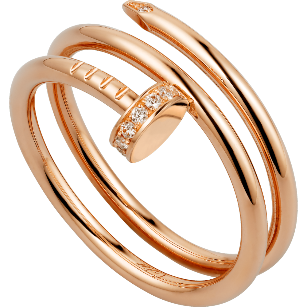 cartier卡地亚弹簧钉子形18k玫瑰金镶嵌钻石戒指男女同款情人节礼物b