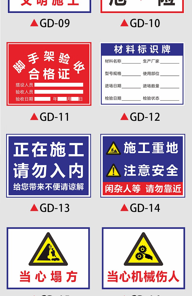 施工现场注意安全标识牌工地安全警示牌建筑工地安全标识牌岗位职责