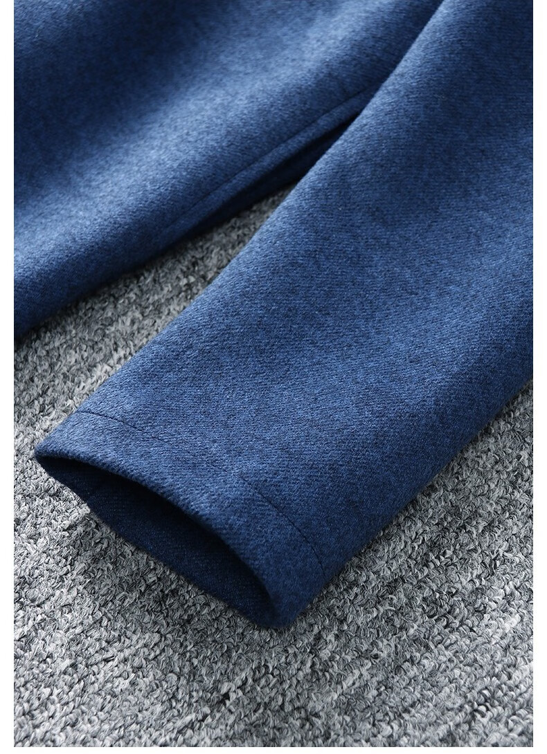 未风蓝色羊毛外套女冬2021年秋冬新款气质品牌保暖单排扣毛呢大衣宝