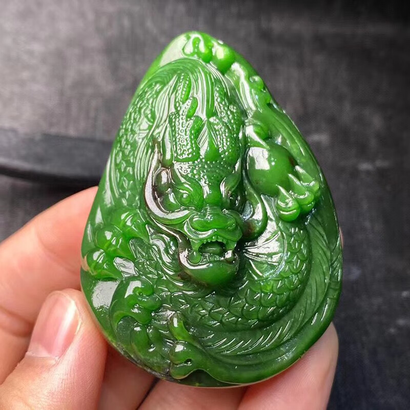 发源地和田玉黑皮碧玉巧雕祥龙吊坠男女玉坠项链挂件玉牌玉石收藏送礼