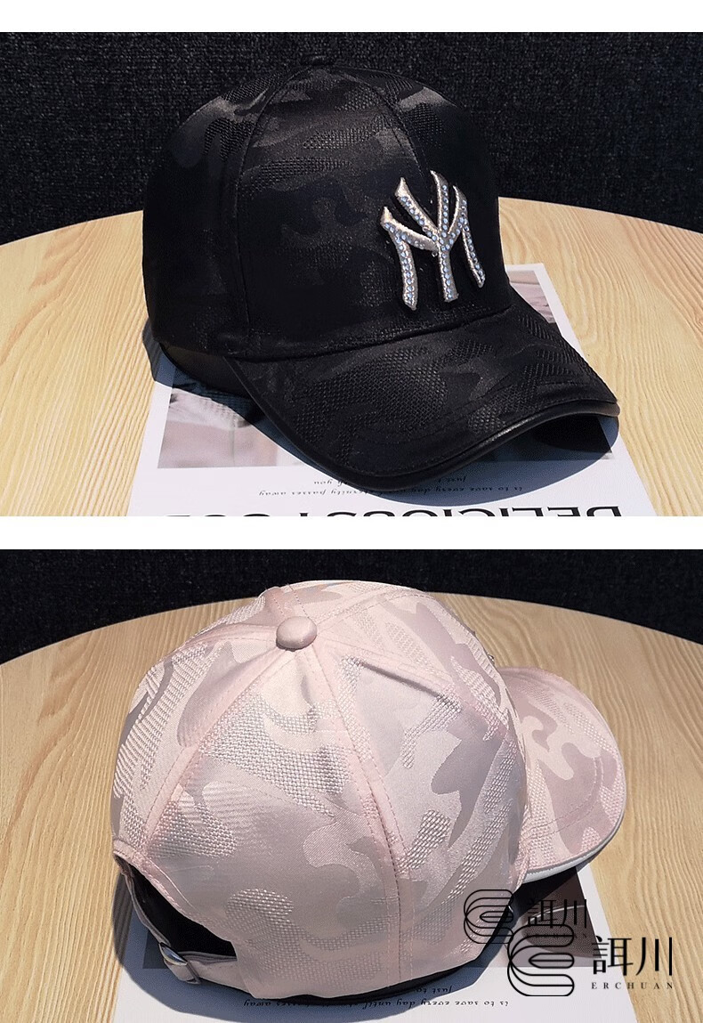 誀川棒球帽男刺绣my百搭鸭舌帽防晒遮阳太阳帽帽子女韩版时尚my水钻