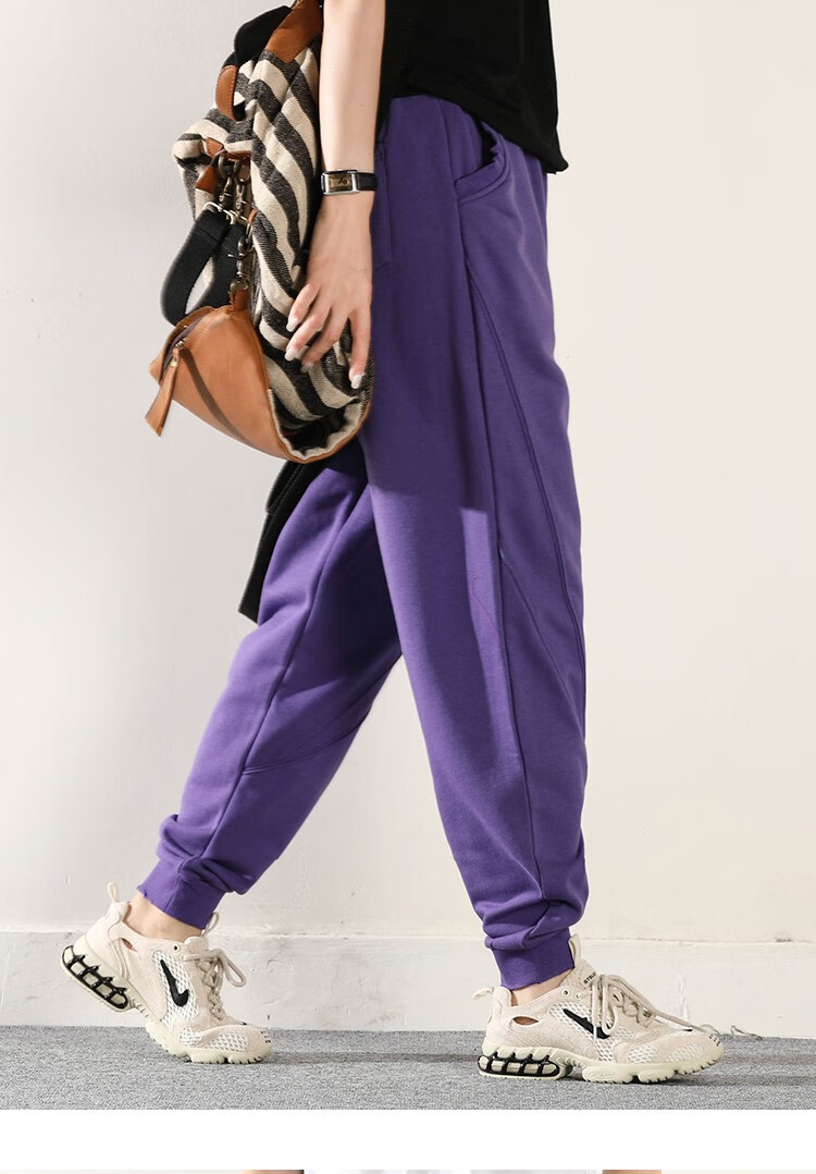 gilfunmar品牌大码束脚运动裤女春秋季新款松紧腰卫裤宽松哈伦显瘦垮