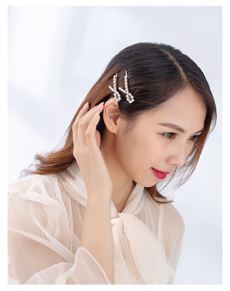 zhekuxi品牌仿珍珠发卡头饰夹子发饰韩国泫雅发夹一字夹边夹少女复古