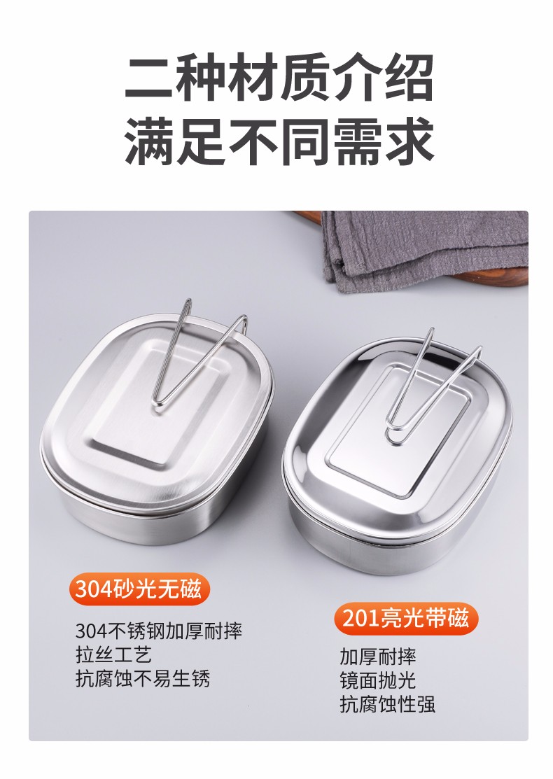 不锈钢饭盒304食品级老式饭缸食堂学生上班族打饭餐盒带盖蒸饭盒304