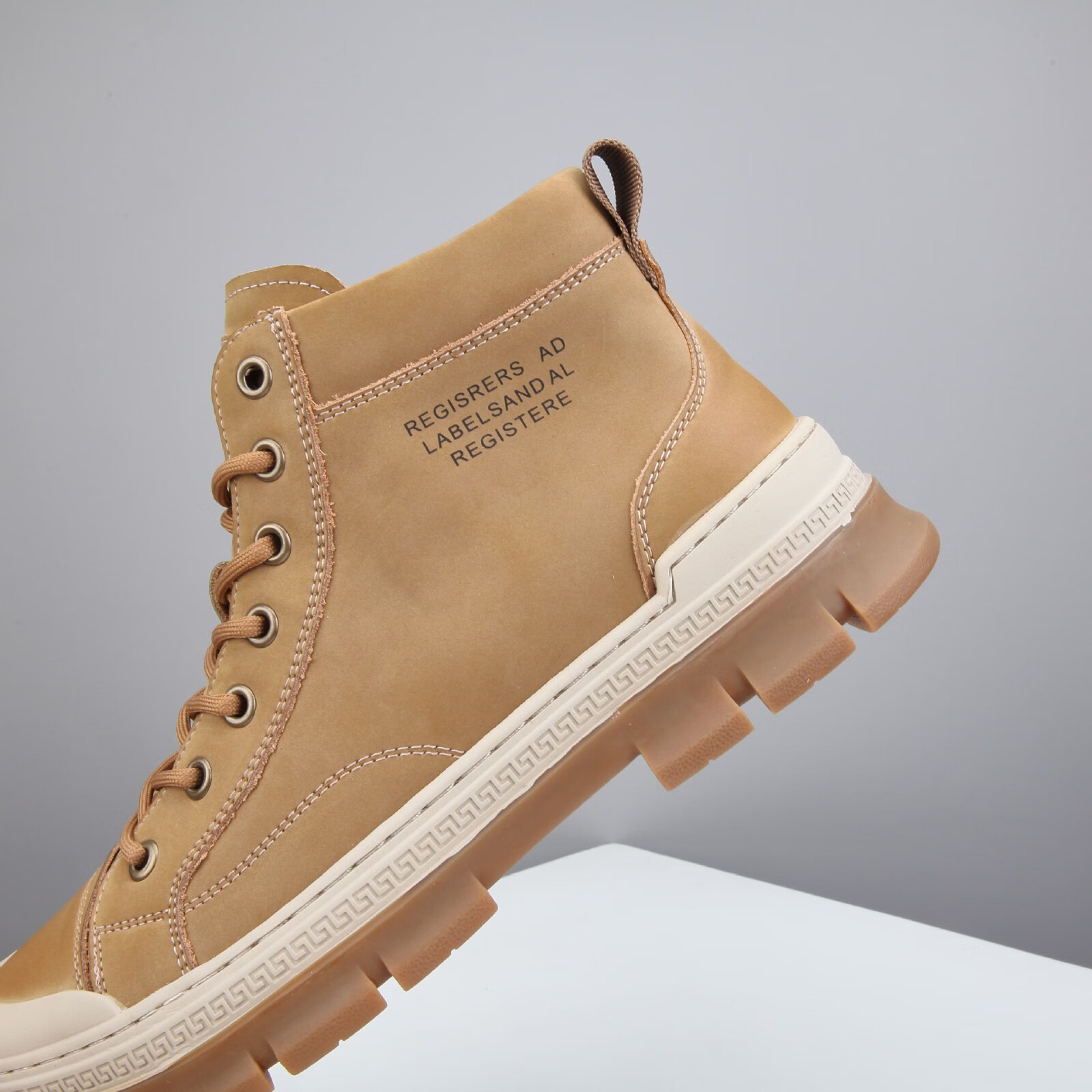 shop品牌马丁靴男士2022冬季新款皮靴短靴牛筋底男鞋系带鞋w1080 驼色