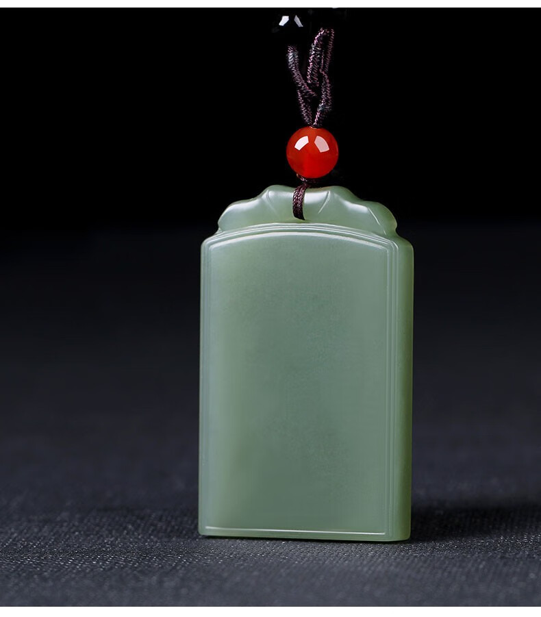 芊乔珠宝和田青白玉平安无事牌吊坠男青玉牌子玉石竹节挂件玉佩玉牌玉