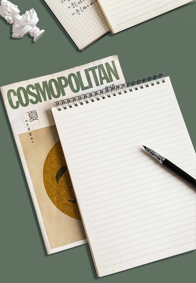 pp透明磨砂塑料16开k上翻线圈本竖翻螺旋笔记本子大号加厚方格本网格