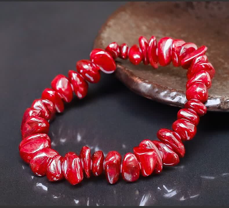 皇家天选天然原石朱砂手串精品透光原矿打磨随形手链本命年男女重量69