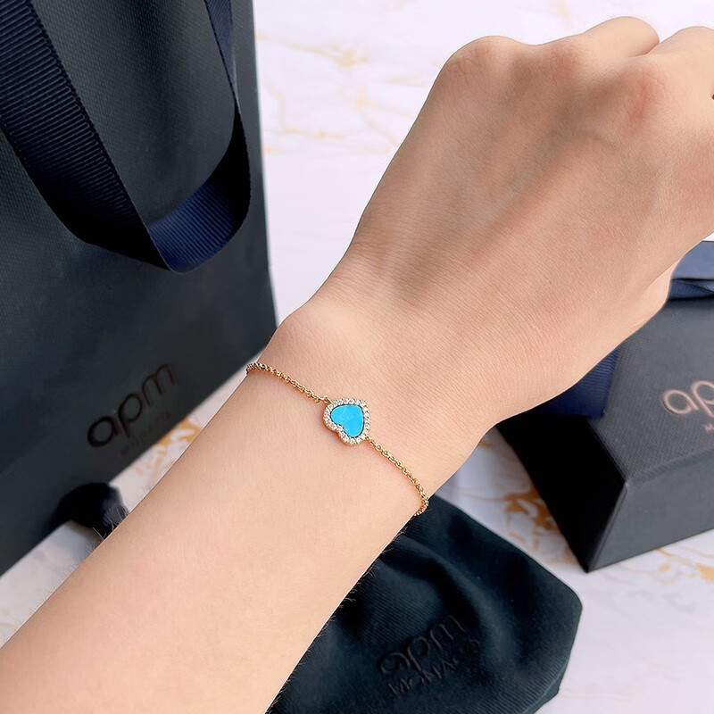 apm monaco 蓝色爱心系列手链女 夏日倾情心形潮简约轻奢手链送女友