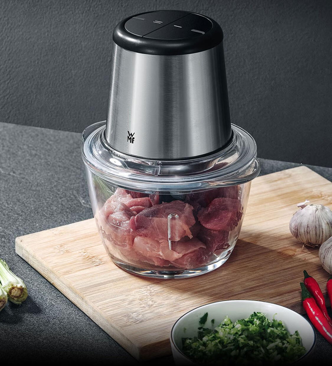 wmf德国福腾宝绞肉机不锈钢多功能料理机家用迷你研磨机绞馅机碎肉机