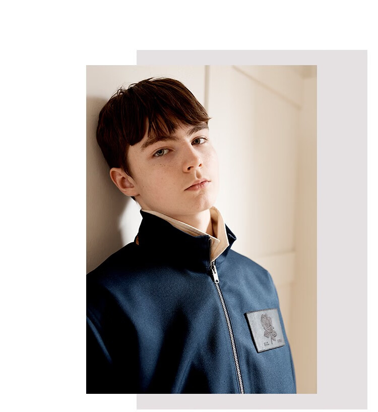 kentcurwen肯迪文秋冬玫瑰徽标简约立领短款夹克男k4100007i1深蓝s